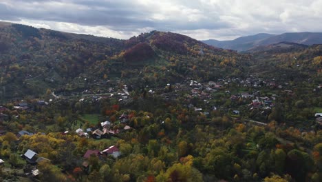 Aerial-orbit-shot-over-an-old-village-during