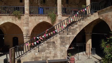 aerial great inn(büyük han) cervansarai in nicosia old town, north cyprus