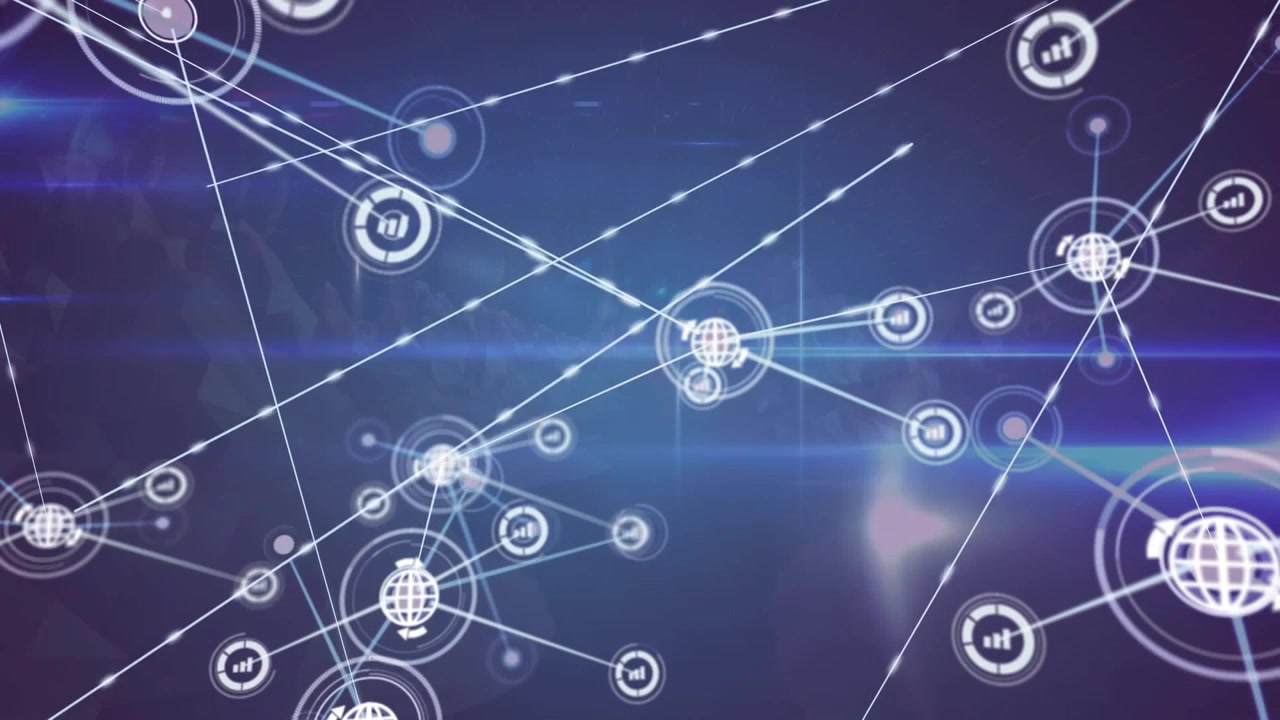 Animated Global Network with Interconnected Data and Technology Icons