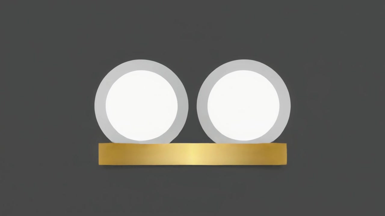 Minimalist Motion Graphic Featuring Expanding Gold Bar and White Circles