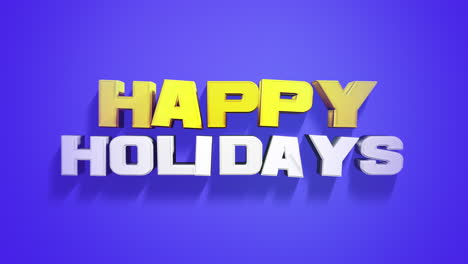 cheerful 3d happy holidays text on vibrant blue background