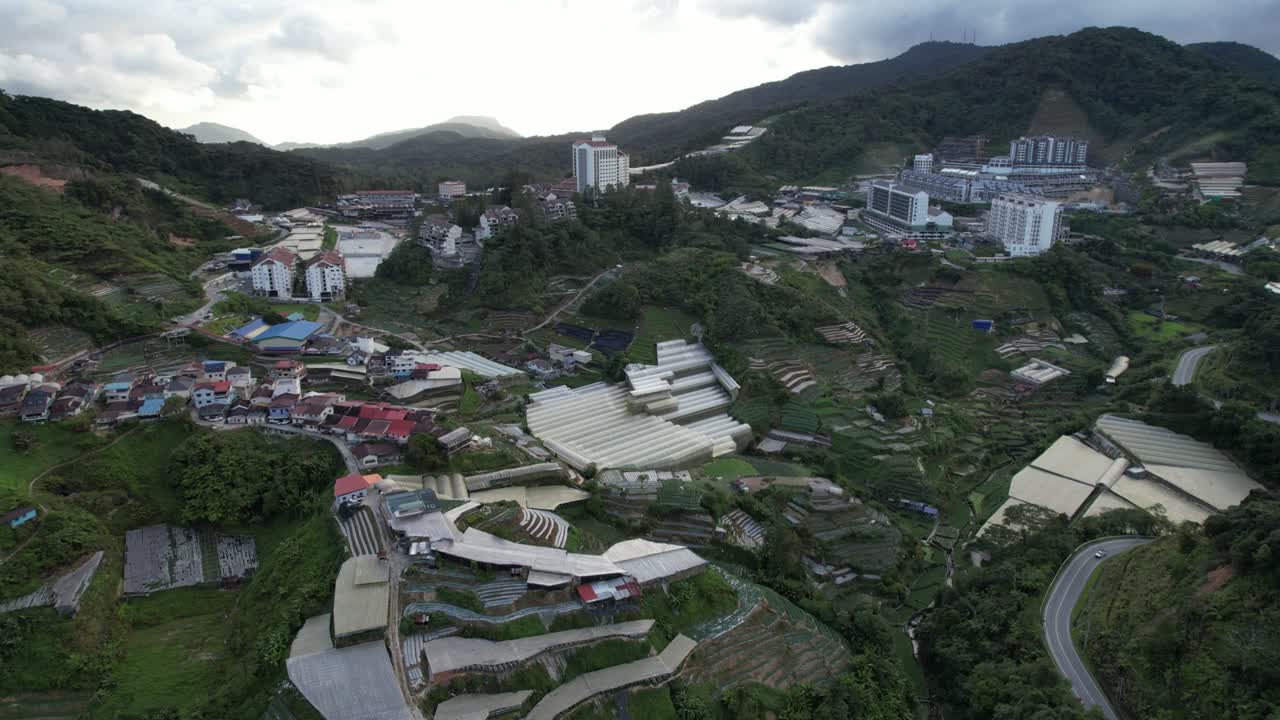 말레이시아의 카메론 하이랜드 지역 내의 브린창 지역의 일반 풍경