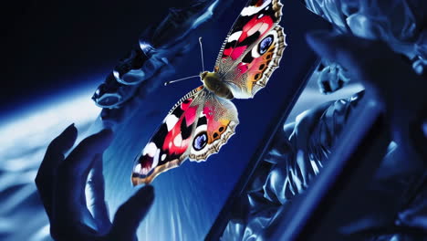 astronaut in space with butterfly display