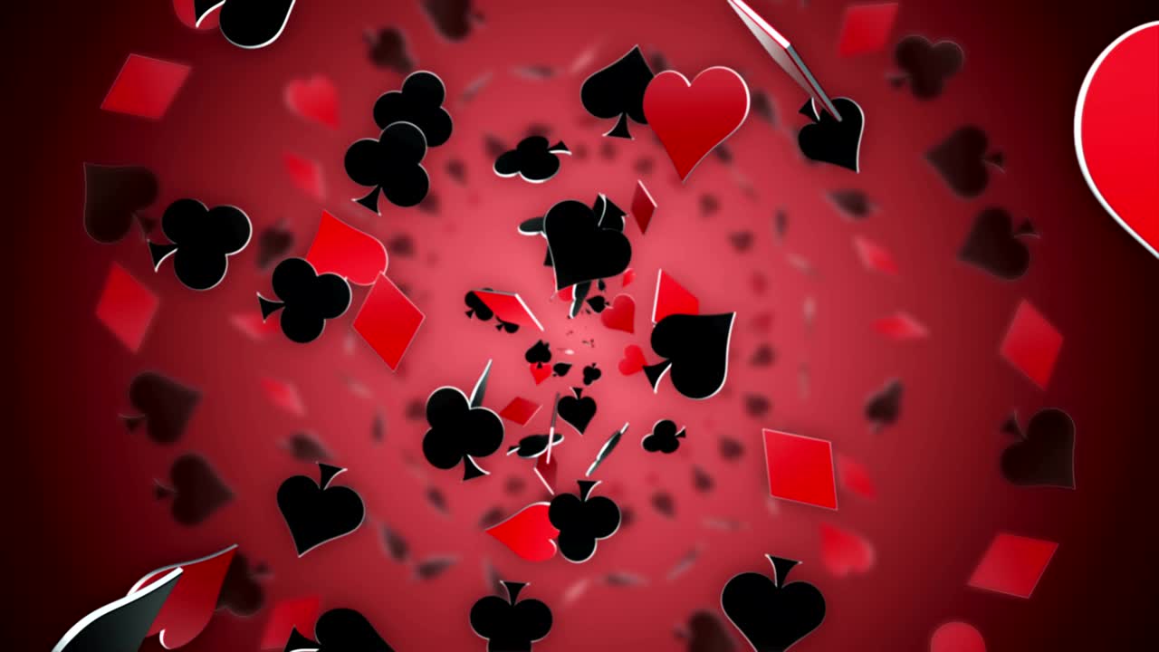 las cartas de póquer símbolos animación, fondo, representación, bucle