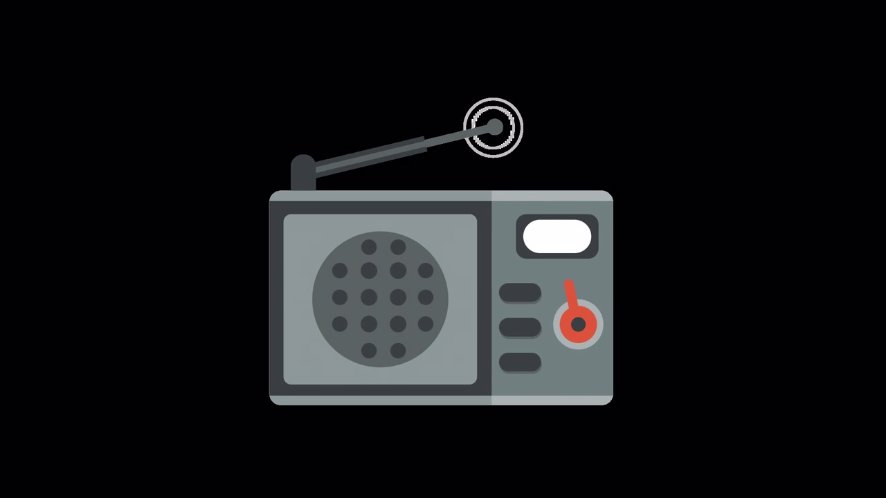 Animert radioikon i flat design-stil som mottar signal