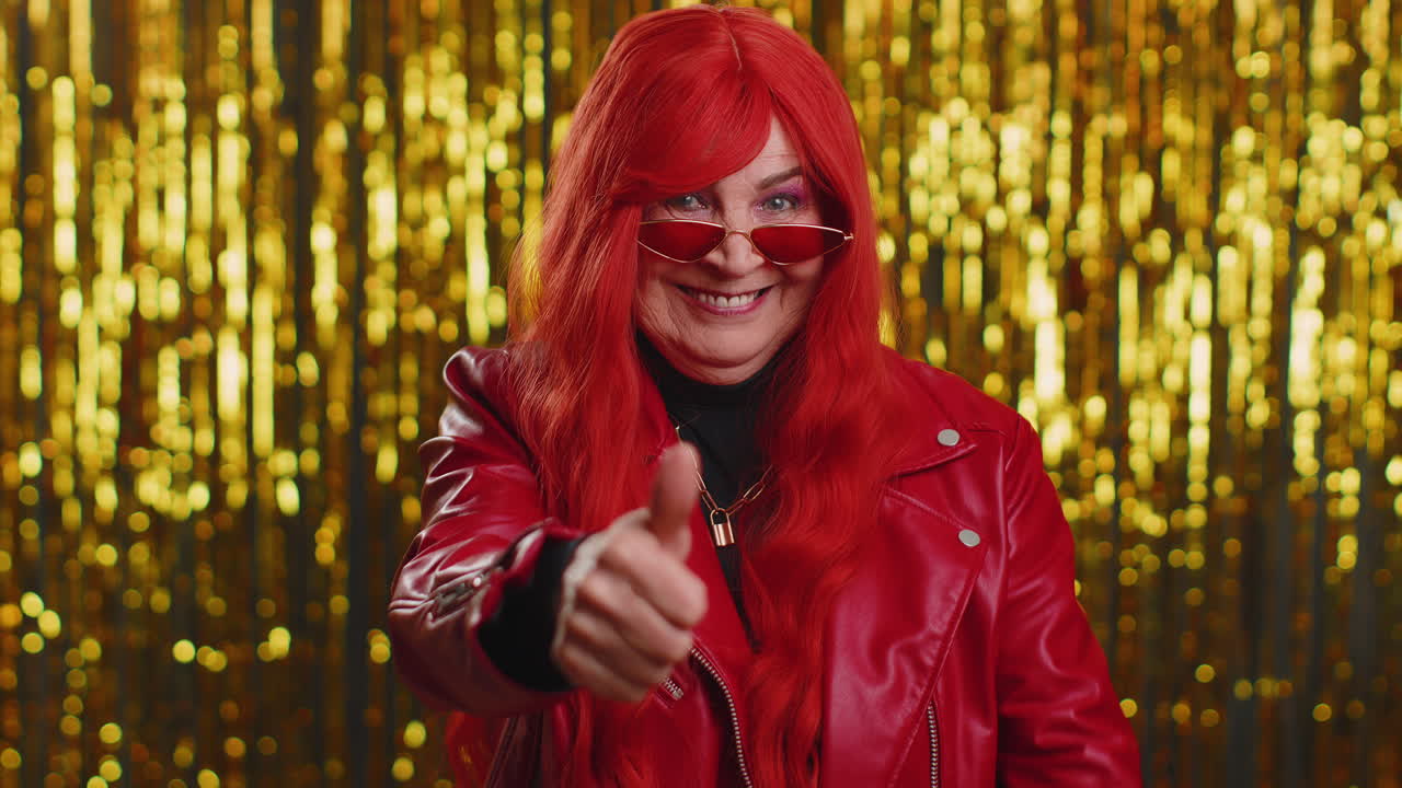 스타일리쉬 한 여자 는 엄지 손가락 을 들여서 동의 하거나 긍정적 인 대답 을 한다 광고 를 추천 한다