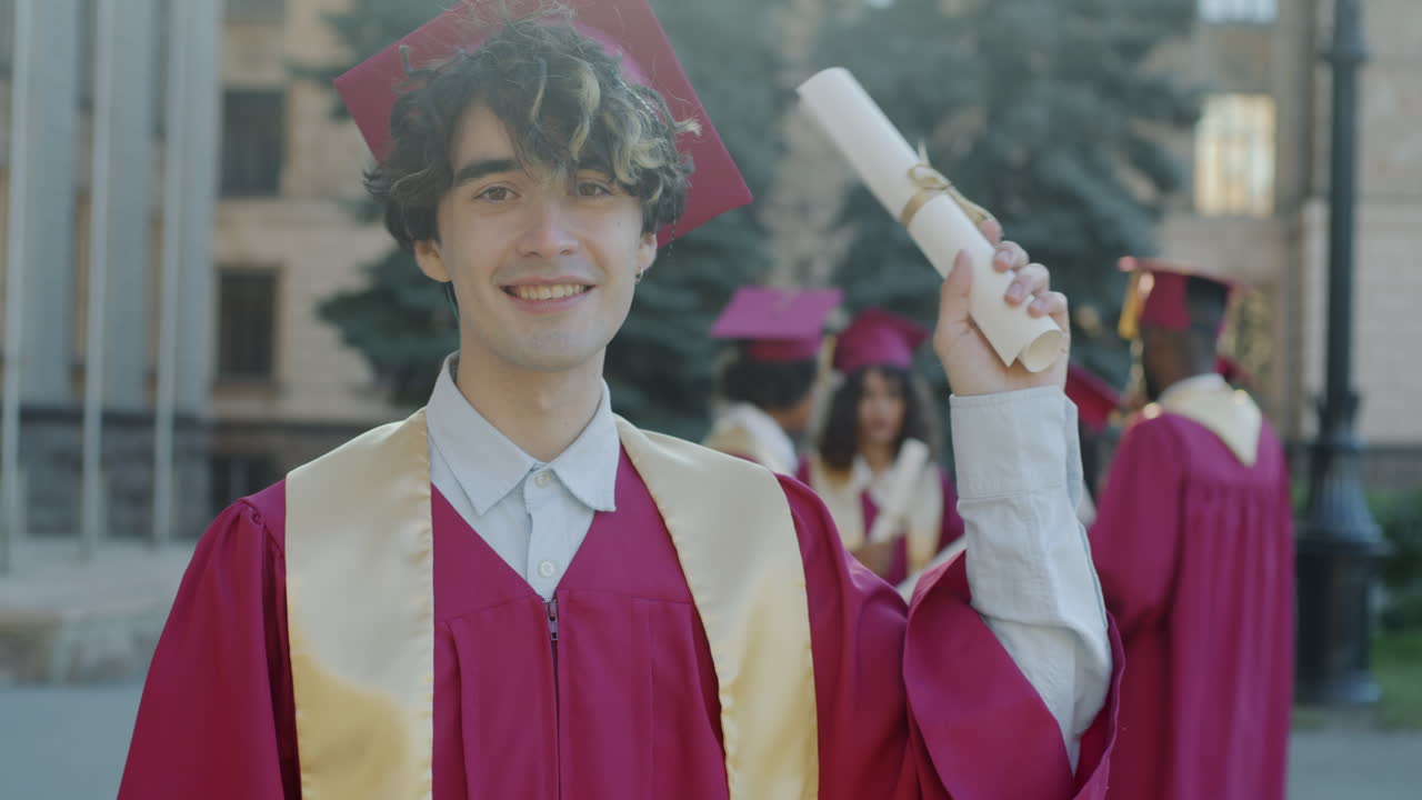 Proud Graduate Holding Diploma