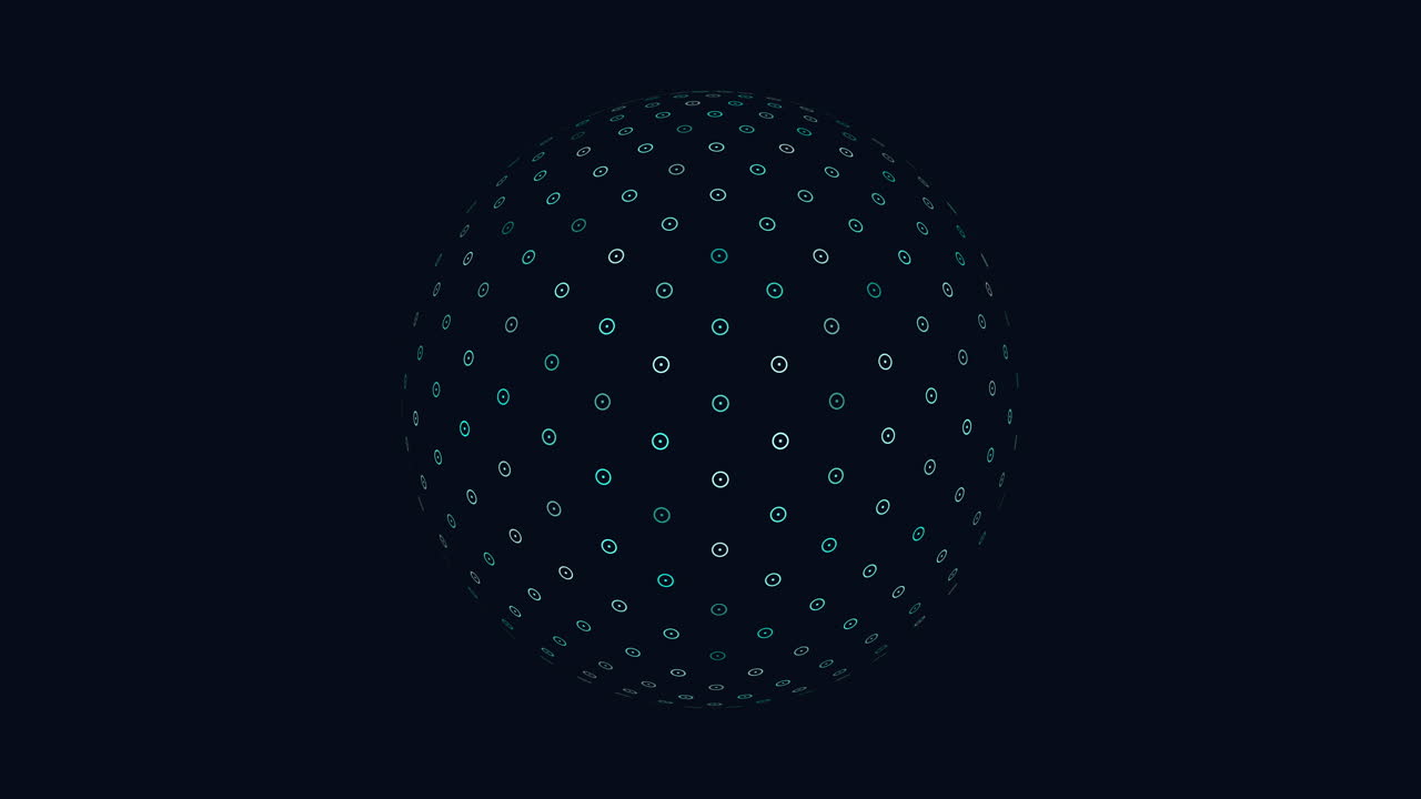 Futuristic depiction of white dots in a circular pattern on a black background, resembling floating elements with a digital aesthetic, creating a unique and intriguing visual experience