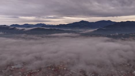 amazing hyper lapse whit the mist entering and eating a city