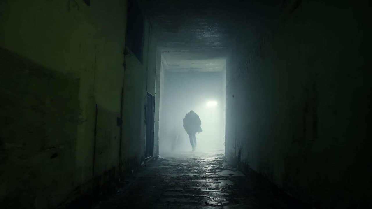 어두운 골목을 걸어다니는 신비한 인물