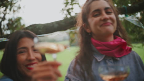 friends celebrating in a park