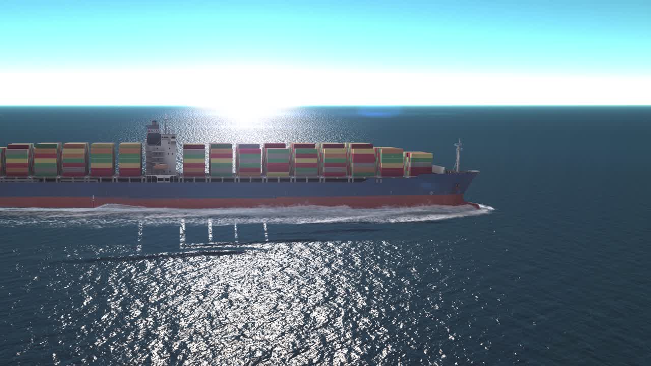 바다에서 컨테이너 선박