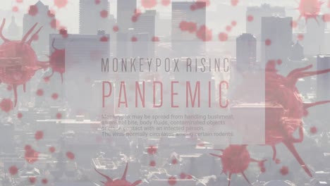Animation-of-monkey-pox-pandemic-over-viruses-and-cityscape