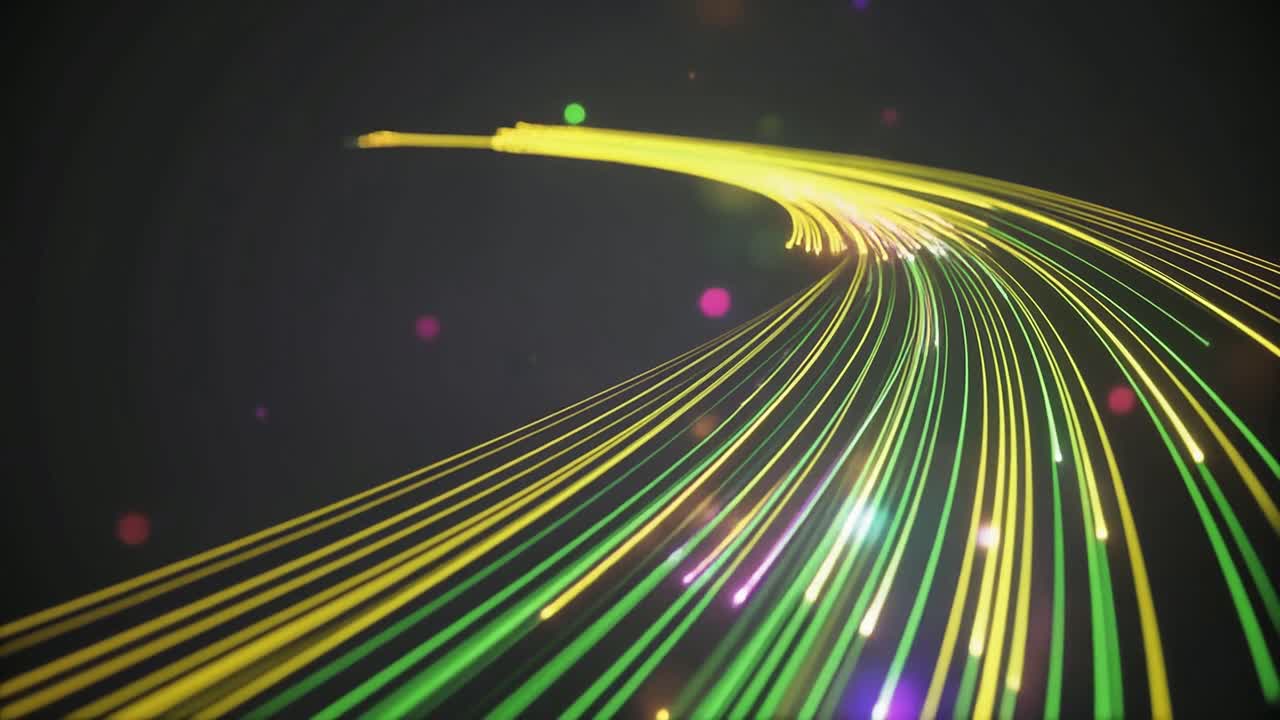 Dynamic Digital Data Stream with Glowing Light Trails