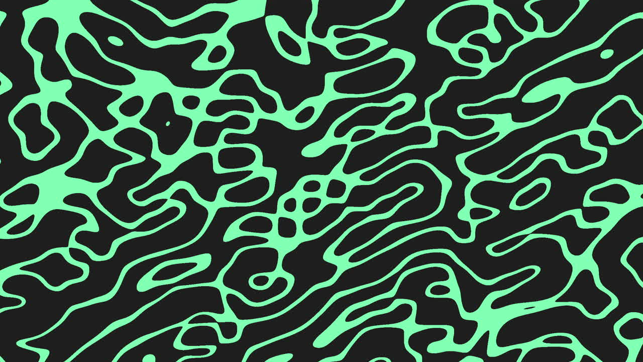 A dynamic abstract pattern portraying black and green lines, where the green wavy swirls contrast with the sharp, jagged black lines, evoking a sense of chaos and movement