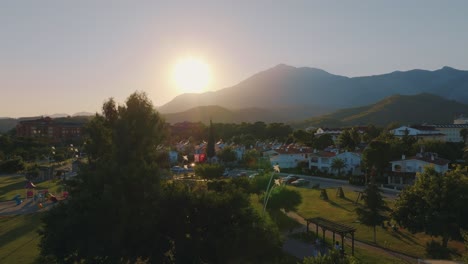 sunset view of a seaside town