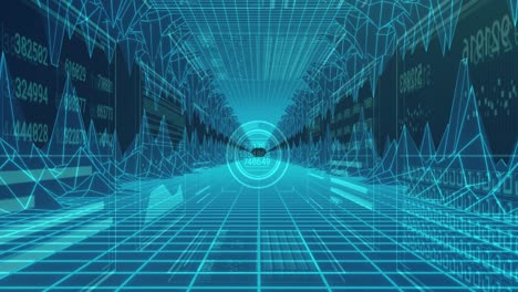animación del procesamiento de datos sobre fondo azul