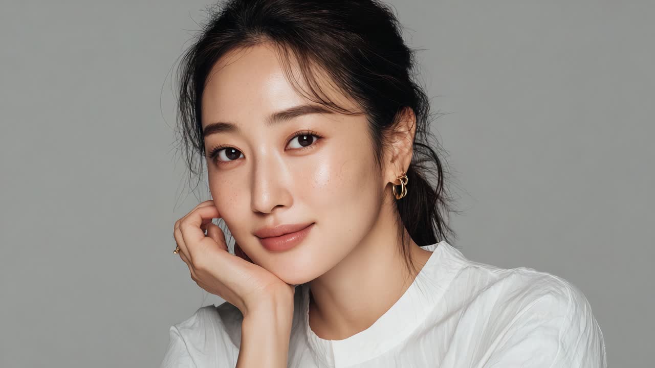 A Radiant Portrait of Elegance and Charm: Capturing the Graceful Expression of a Young Woman with Natural Beauty and a Soft Smile