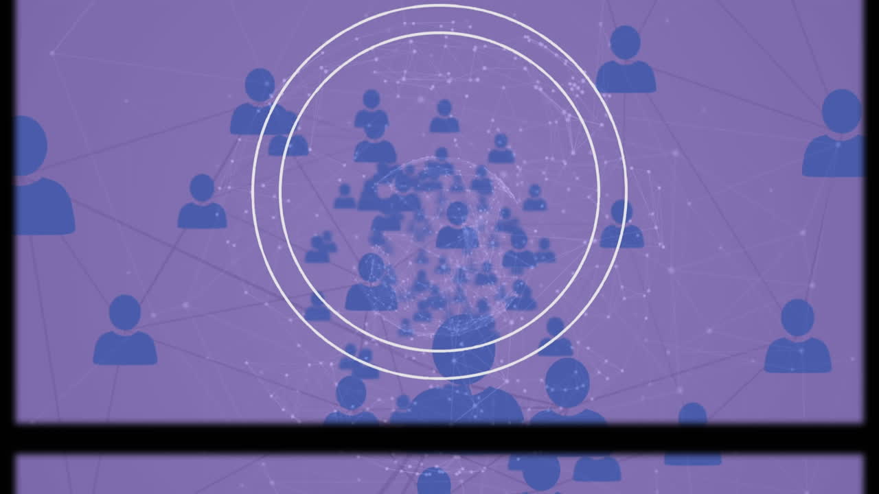 animación de la red de conexiones sobre fondo púrpura