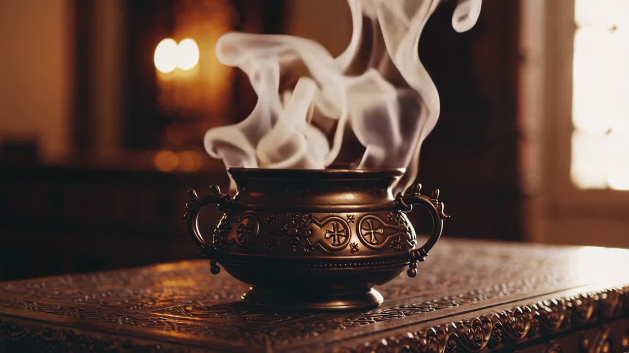 연기가 있는 향소 불기