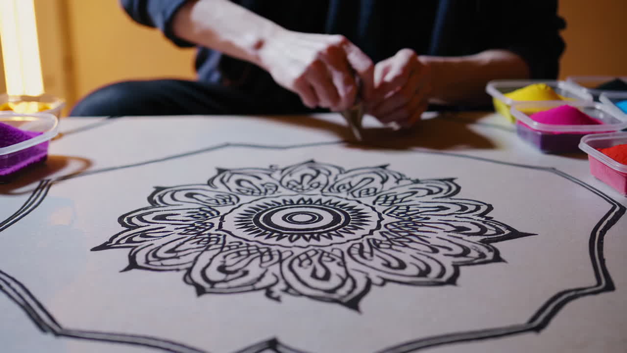 Sand Art Mandala Creation