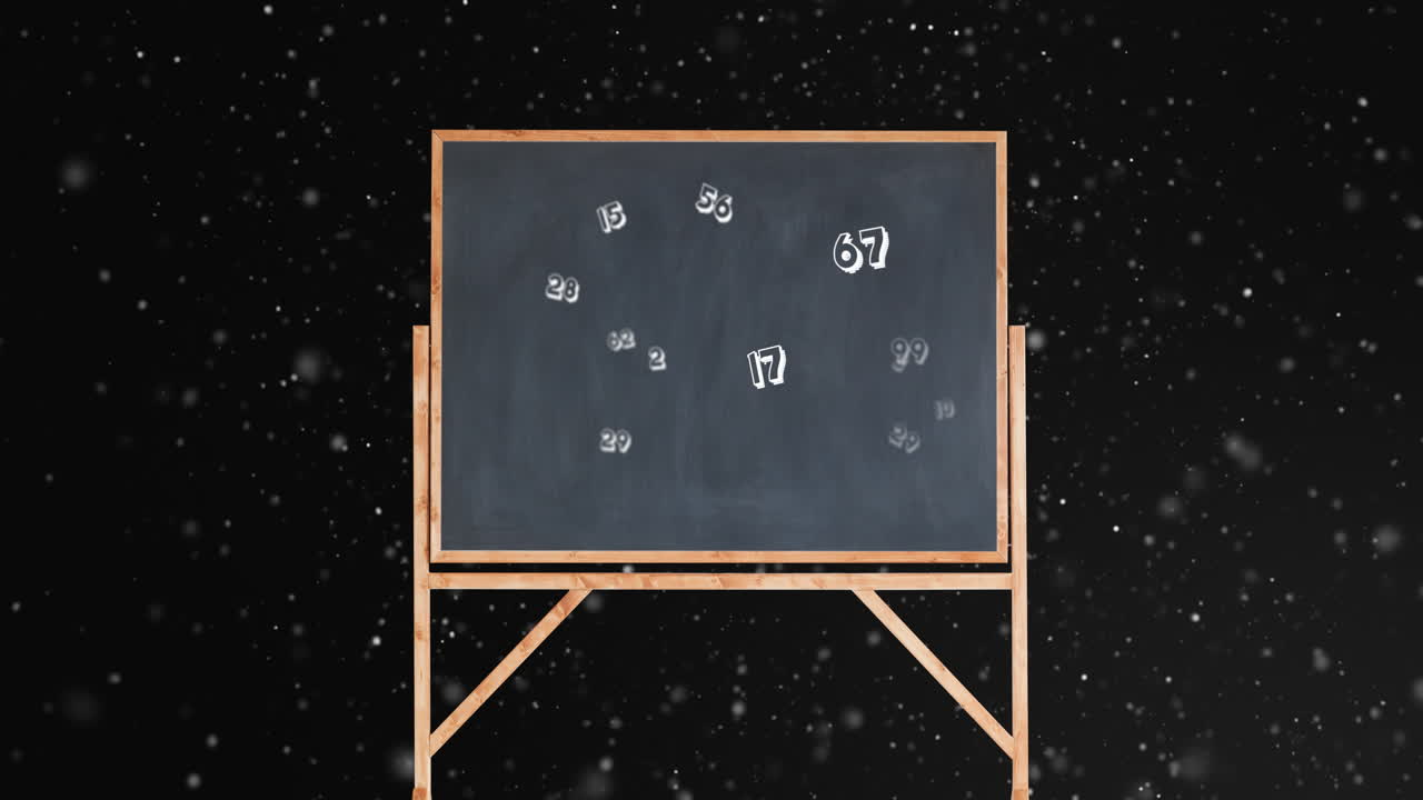 анимация чисел, движущихся по доске на черном фоне