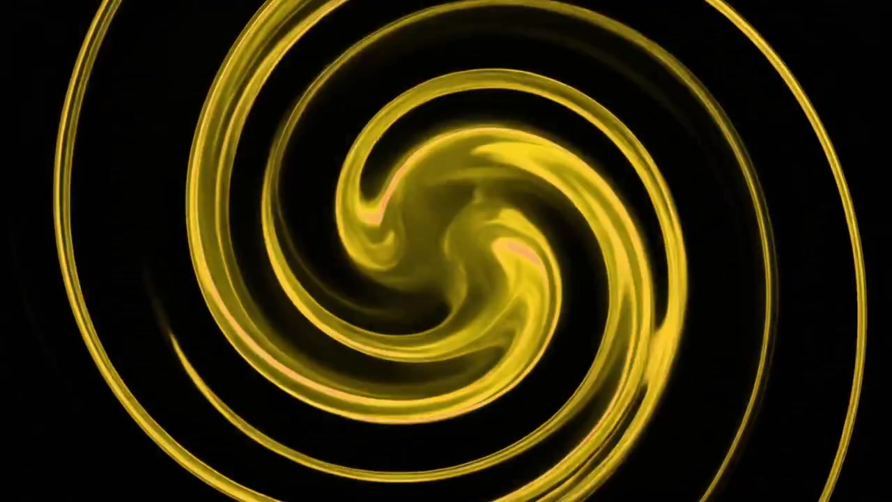 Grafica in Movimento a Spirale Gialla Astratta su Sfondo Nero