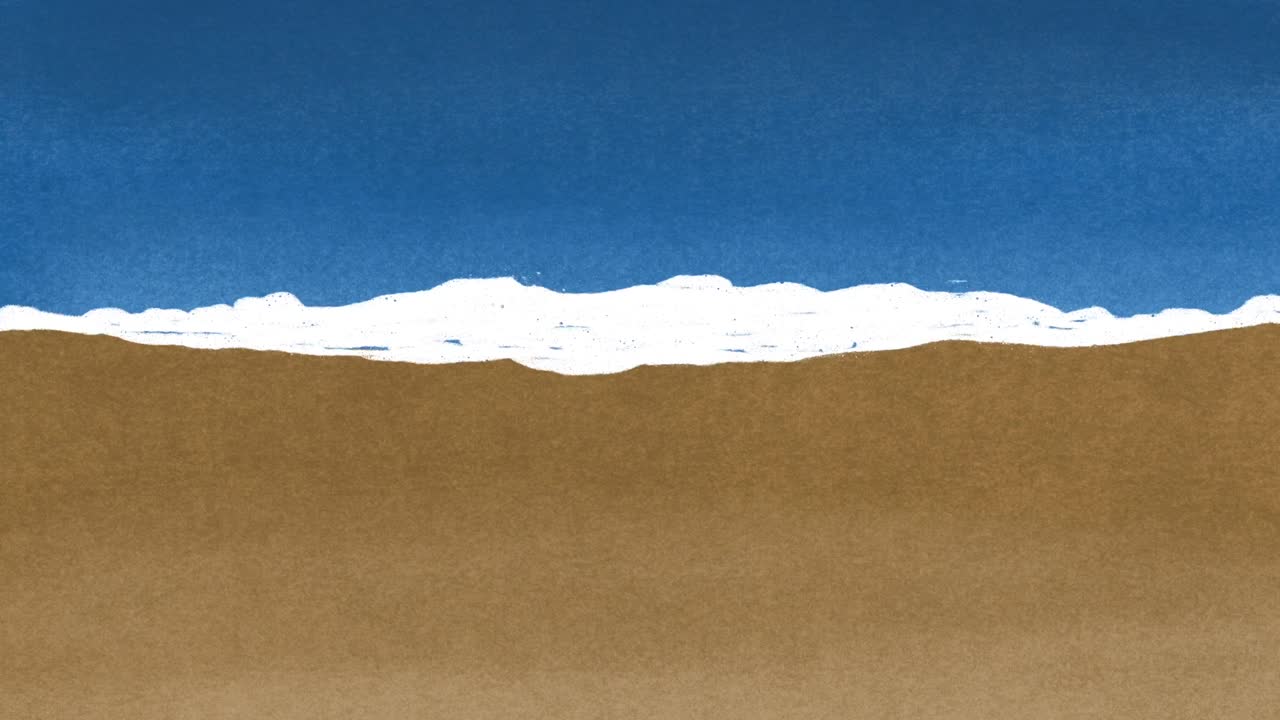 모래 해변에서 바다의 파도가 깨지기 시작합니다. 원활한 루프 애니메이션