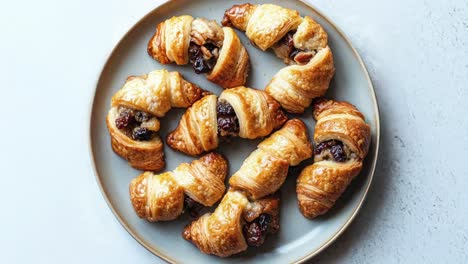 delicious homemade croissants with raisins and nuts