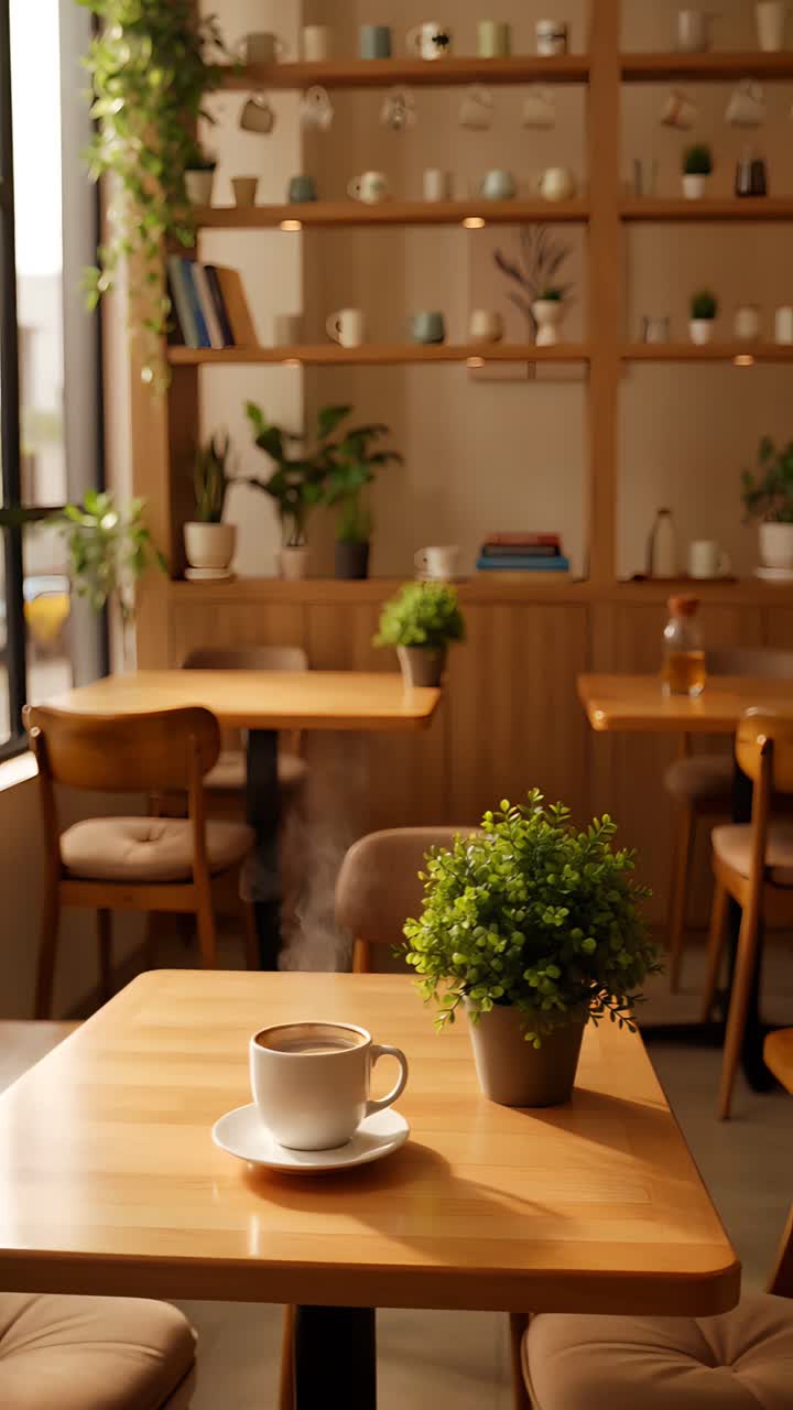 Interno di caffè estetico con atmosfera accogliente 4K