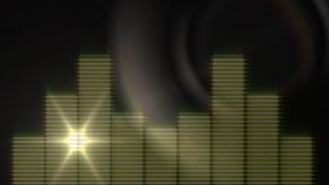 animation of moving yellow graphic bars of sound equalizer on black background