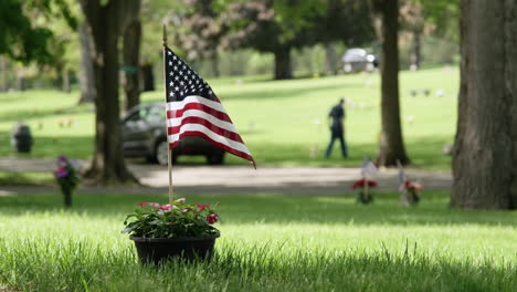 Small-Us-Flag-In-Cemetery