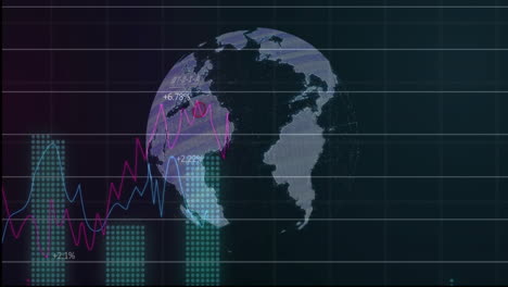 Animación-De-Gráficos-Y-Cuadros-De-Datos-Financieros-Sobre-Un-Globo-Giratorio