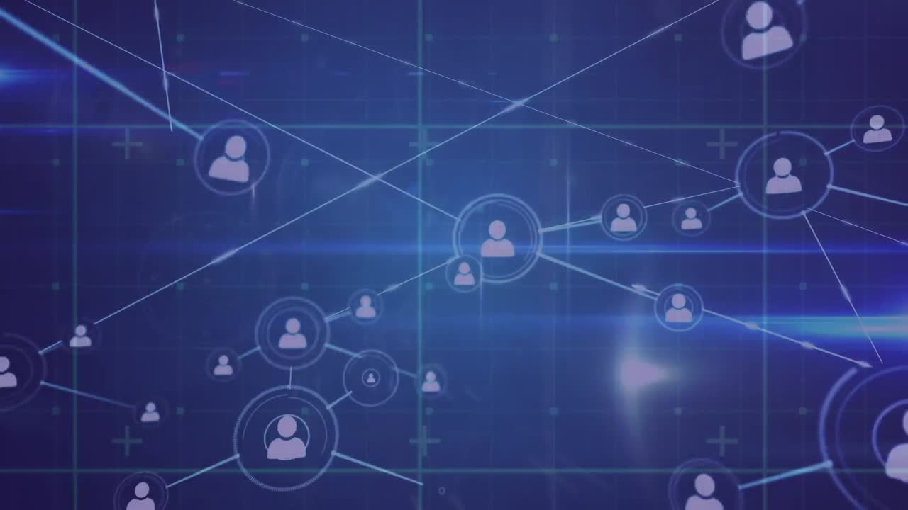 animación de la red de conexiones sobre fondo azul