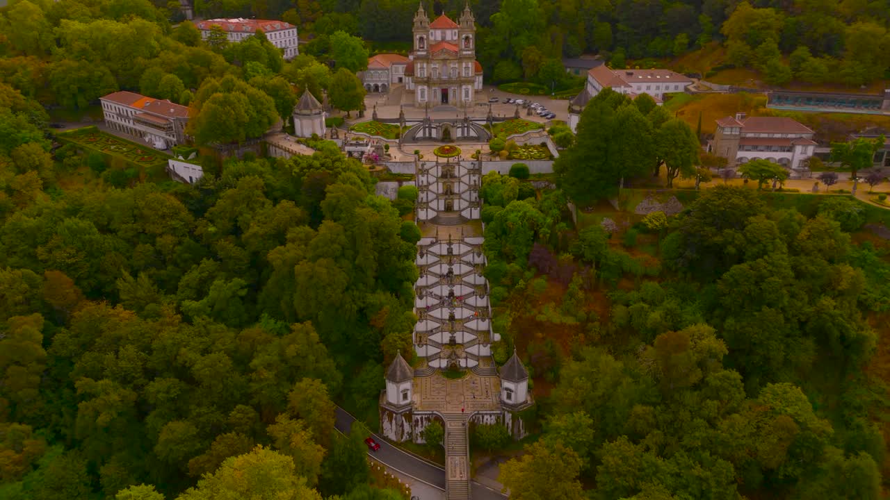 Tourists explore Bom Jesus do Monte in Braga, stunning architecture view