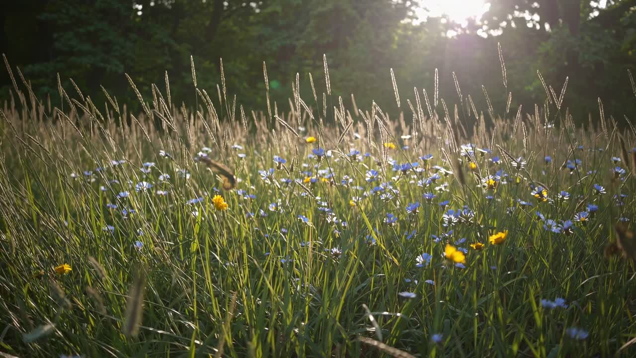 Kauniita niittykukkia auringonpaisteessa