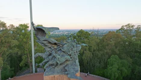 Rotating-shot-of-the-Monument-to-the-Army-of-the-Andes-on-display-Mendoza,-Argentina