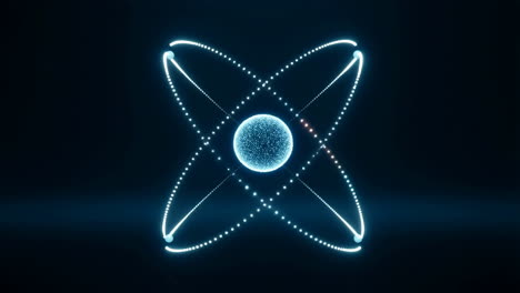 abstract glowing atom or quantum particle structure