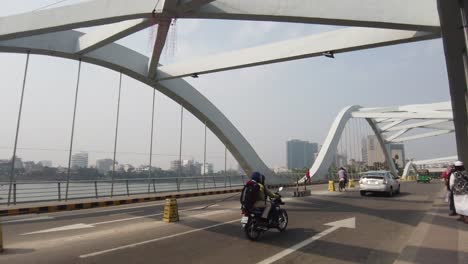 modern cable-stayed bridge in a city