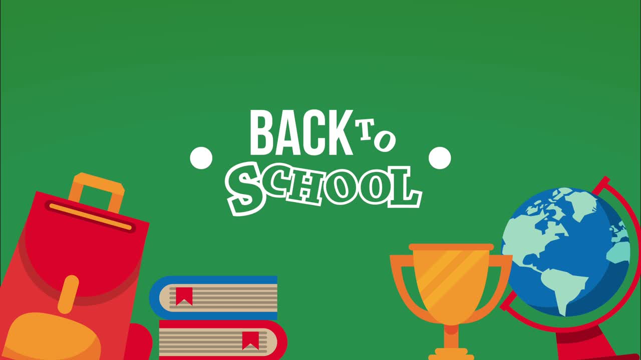back to school lettering with supplies animation