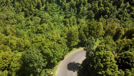 drone footage of flying straight to the road on the hill of a cliff in bali 4k and 30 fps