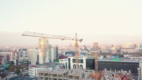 cityscape with construction crane