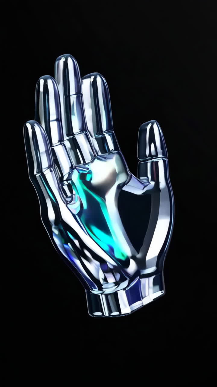 Futuristic Metallic Hand Renders on Black Background
