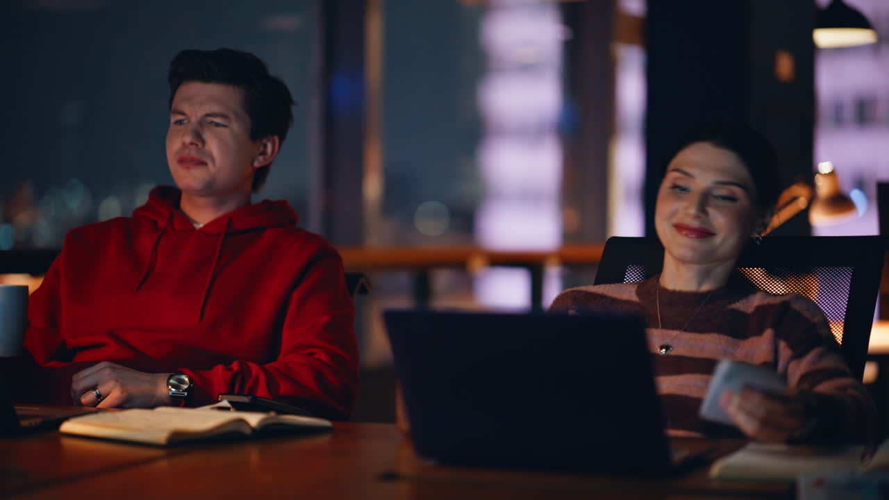 Office Team Late Night Work Session