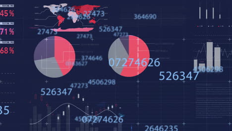 Animation-of-statistics-and-financial-data-processing-on-dark-background