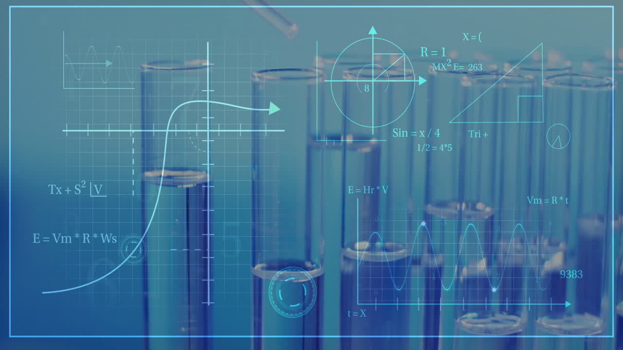 실험실에서 실험 튜브를 통해 과학적 데이터 처리의 애니메이션