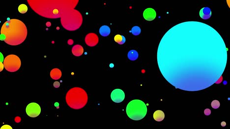 4k bucle fondo abstracto sin costuras con hermosas bolas multicolores en estilo plano 2d se mueven suavemente como burbujas de pintura en aceite. luma mate como canal alfa.