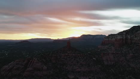 dramatic sunset sky over red canyons and buttes in sedona, arizona