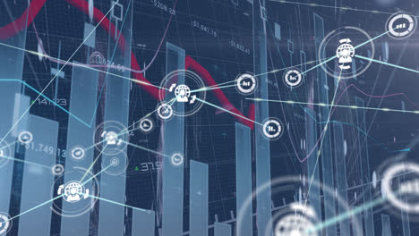 Animation-of-network-of-connections-with-digital-icons-statistics-and-data-processing