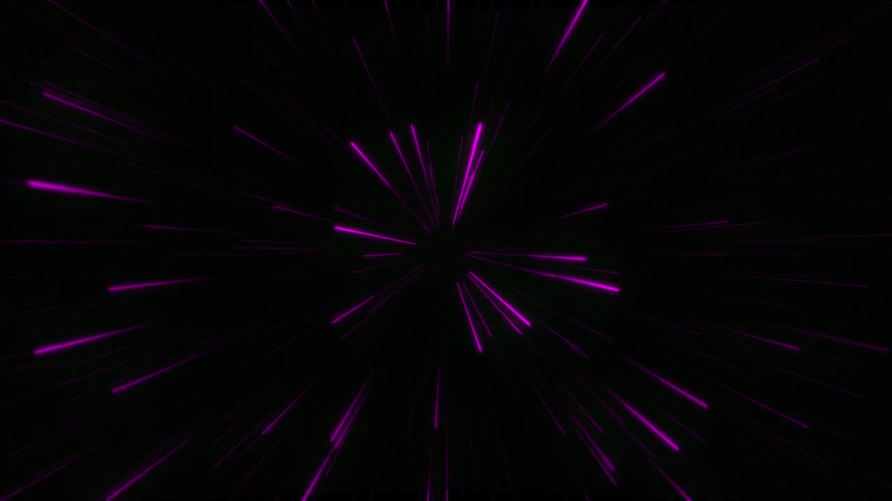 Abstrakte glødende neonlinjer og striber. Neon lyserøde lilla partikelanimation. Retro-futuristisk baggrund. Abstrakt baggrund med animation af flyvende neon glødende striber i loop